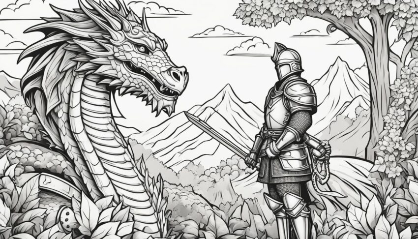 Knight and Dragon Coloring Pages: 9 Free Colorings Book