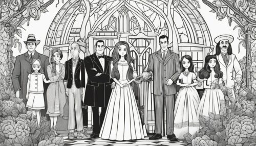 Halloween-Themed Addams Family Coloring Pages